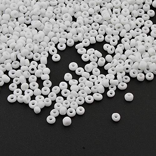 450g, Rocailles Perlen 4mm, 6/0, Glasperlen, Roccailles, 5000 Stück (Weiß Opak) von Perlin