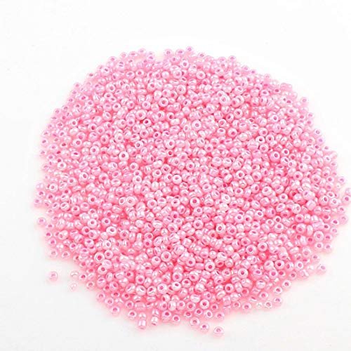 450g Rocailles Perlen 2mm Ceylon Set Glasperlen Rund 30000stk 11/0 Indianerperlen Perlenhäkeln Perlentiere Seed Beads (Rosa) von Perlin