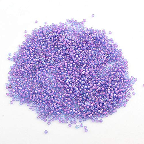 450g Rocailles Perlen 2mm Innen Farbe Set Glasperlen Rund 30000stk 11/0 Indianerperlen Perlenhäkeln Perlentiere Seed Beads (Amethyst Violett) von Perlin