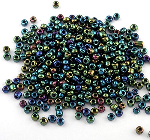 450g Rocailles Perlen 2mm Metallic Farbe Set Glasperlen Rund 30000stk 11/0 Indianerperlen Perlenhäkeln Seed Beads (Grün Blau) von Perlin