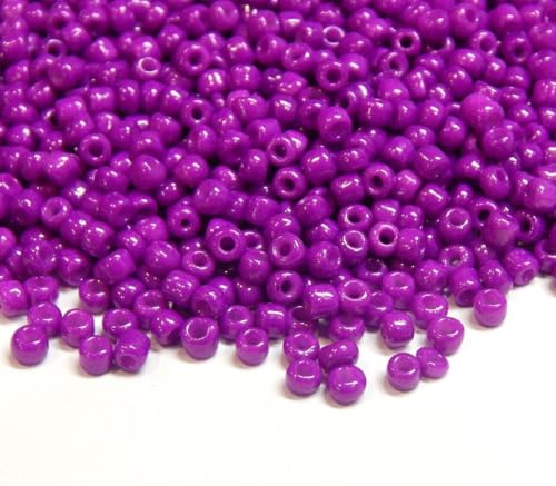 450g Rocailles Perlen 2mm Opak und Matt Set Glasperlen Rund 30000stk 11/0 Indianerperlen Perlenhäkeln Perlentiere Seed Beads (Lila) von Perlin