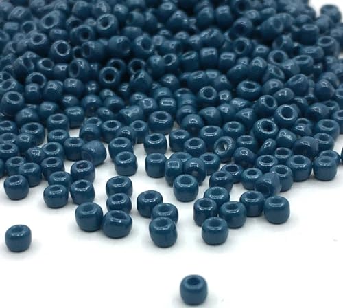 450g Rocailles Perlen 2mm Opak und Matt Set Glasperlen Rund 30000stk 11/0 Indianerperlen Perlenhäkeln Perlentiere Seed Beads (Marine Blau) von Perlin