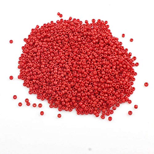450g Rocailles Perlen 2mm Opak und Matt Set Glasperlen Rund 30000stk 11/0 Indianerperlen Perlenhäkeln Perlentiere Seed Beads (Rot) von Perlin