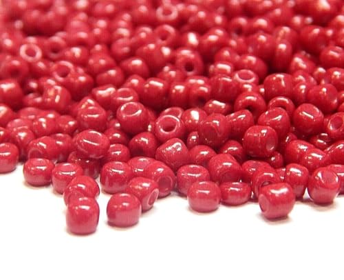 450g Rocailles Perlen 2mm Opak und Matt Set Glasperlen Rund 30000stk 11/0 Indianerperlen Perlenhäkeln Perlentiere Seed Beads (Weinrot) von Perlin