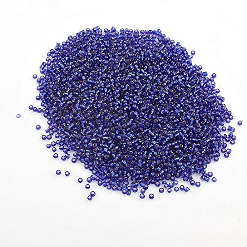 450g Rocailles Perlen 2mm Silbereinzug Set Glasperlen Rund 30000stk 11/0 Indianerperlen Perlenhäkeln Perlentiere Seed Beads Silbereinzug (Sapphire Blau) von Perlin