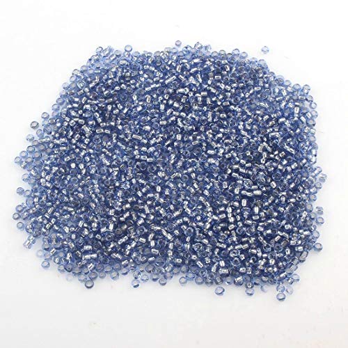 450g Rocailles Perlen 2mm Silbereinzug Set Glasperlen Rund 30000stk 11/0 Indianerperlen Perlenhäkeln Perlentiere Seed Beads Silbereinzug (Wasserblau) von Perlin