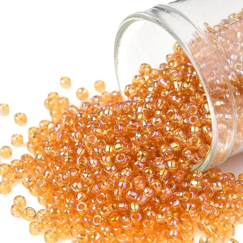 450g Rocailles Perlen 2mm Transparent Set Glasperlen Rund 30000stk 11/0 Indianerperlen Perlenhäkeln Perlentiere Seed Beads (Gold AB) von Perlin