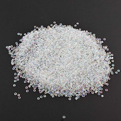 450g Rocailles Perlen 2mm Transparent Set Glasperlen Rund 30000stk 11/0 Indianerperlen Perlenhäkeln Seed Beads (Crystal AB) von Perlin