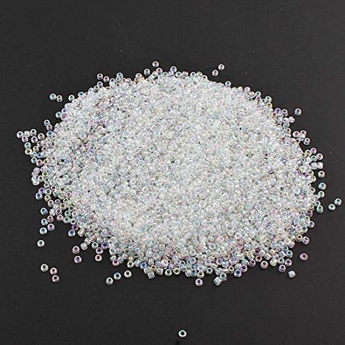Perlin 450g Rocailles Perlen 2mm Transparent Set Glasperlen Rund 30000stk 11/0 Indianerperlen Perlenhäkeln Seed Beads (Crystal AB) von Perlin