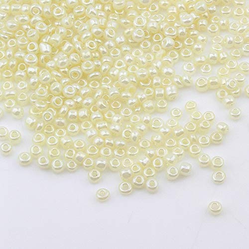 450g Rocailles Perlen 3mm Ceylon Farbe Set Glasperlen Rund 15000Stk 8/0 Indianerperlen Perlenhäkeln Perlentiere Seed Beads (Krem/Creme) von Perlin