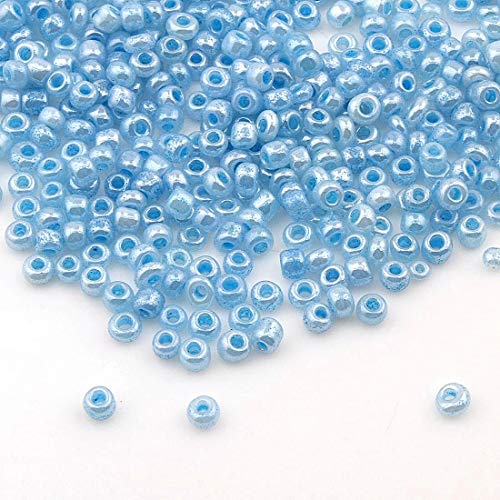 450g Rocailles Perlen 3mm Ceylon Farbe Set Glasperlen Rund 15000Stk 8/0 Indianerperlen Perlenhäkeln Perlentiere Seed Beads (Blau) von Perlin