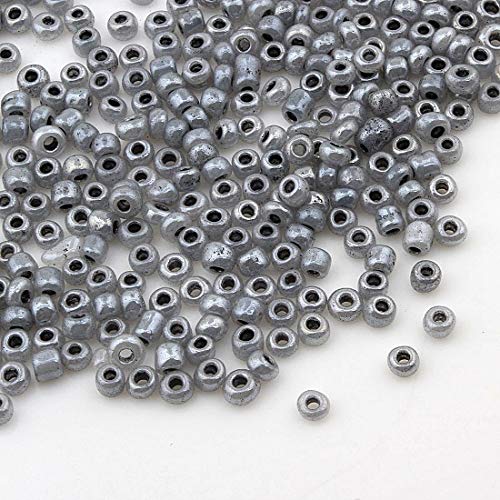 450g Rocailles Perlen 3mm Ceylon Farbe Set Glasperlen Rund 15000Stk 8/0 Indianerperlen Perlenhäkeln Perlentiere Seed Beads (Grau) von Perlin