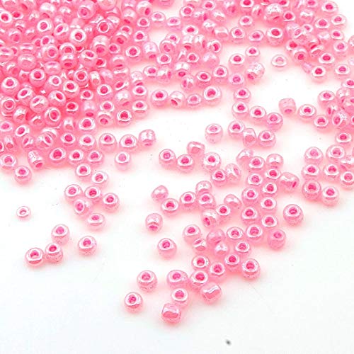 450g Rocailles Perlen 3mm Ceylon Farbe Set Glasperlen Rund 15000Stk 8/0 Indianerperlen Perlenhäkeln Perlentiere Seed Beads (Rosa) von Perlin