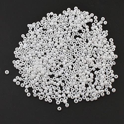 450g Rocailles Perlen 3mm Ceylon Farbe Set Glasperlen Rund 15000Stk 8/0 Indianerperlen Perlenhäkeln Perlentiere Seed Beads (Weiss) von Perlin