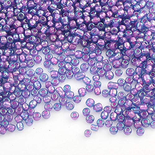 450g Rocailles Perlen 3mm Innen Farbe Set Glasperlen Rund 15000Stk 8/0 Indianerperlen Perlenhäkeln Perlentiere Seed Beads Inside Color (Lila) von Perlin