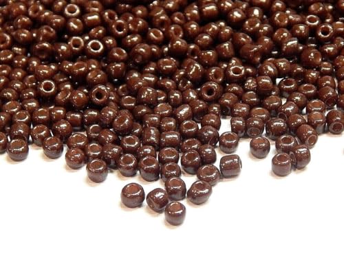 450g Rocailles Perlen 3mm Opak Farbe Set Glasperlen Rund 15000Stk 8/0 Indianerperlen Perlenhäkeln Perlentiere Seed Beads (Braun) von Perlin