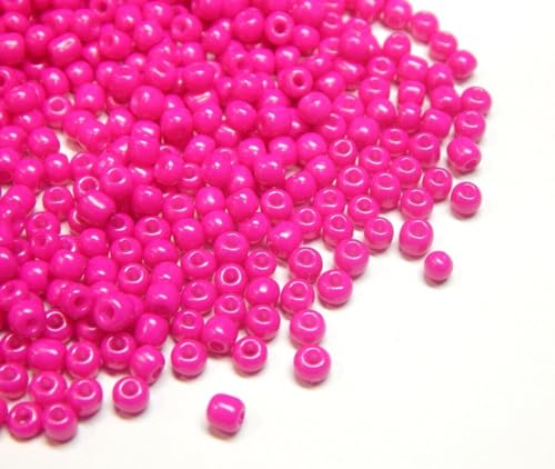 450g Rocailles Perlen 3mm Opak Farbe Set Glasperlen Rund 15000Stk 8/0 Indianerperlen Perlenhäkeln Perlentiere Seed Beads (Pink) von Perlin