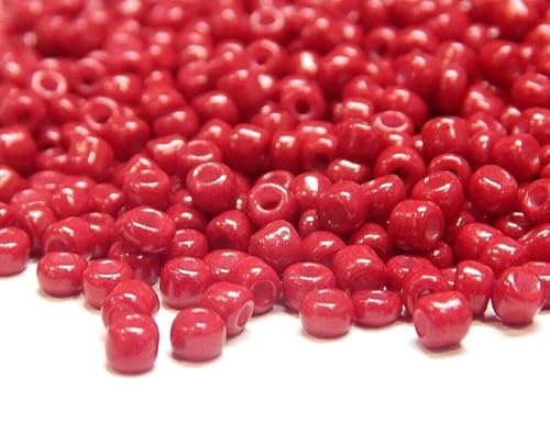 Perlin 450g Rocailles Perlen 3mm Opak Farbe Set Glasperlen Rund 15000Stk 8/0 Indianerperlen Perlenhäkeln Perlentiere Seed Beads (Weinrot) von Perlin