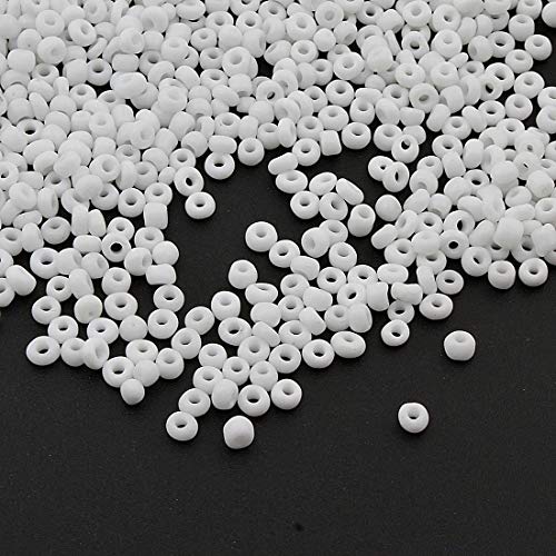 450g Rocailles Perlen 3mm Opak Farbe Set Glasperlen Rund 15000Stk 8/0 Indianerperlen Perlenhäkeln Perlentiere Seed Beads (Weiss) von Perlin