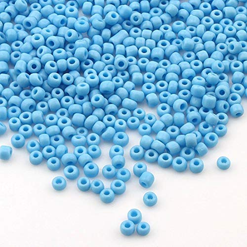 450g Rocailles Perlen 3mm Opak Farbe Set Glasperlen Rund 15000Stk 8/0 Indianerperlen Perlenhäkeln Perlentiere Seed Beads (Blau) von Perlin