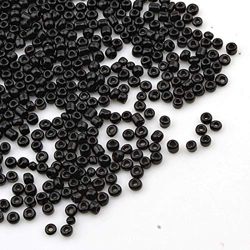 450g Rocailles Perlen 3mm Opak Farbe Set Glasperlen Rund 15000Stk 8/0 Indianerperlen Perlenhäkeln Perlentiere Seed Beads (Schwarz) von Perlin