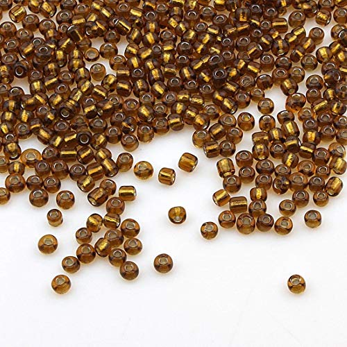 450g Rocailles Perlen 3mm Silbereinzug Farbe Set Glasperlen Rund 15000Stk 8/0 Indianerperlen Seed Beads (Dunkel Braun) von Perlin