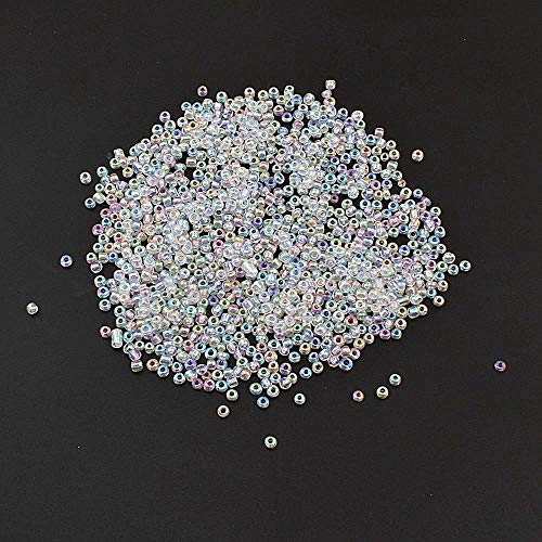450g Rocailles Perlen 3mm Transparent Farbe Set Glasperlen Rund 15000Stk 8/0 Indianerperlen Perlenhäkeln Perlenkette Seed Beads (Crystal AB) von Perlin