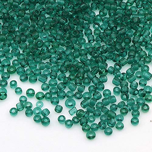 450g Rocailles Perlen 3mm Transparent Farbe Grün Set Glasperlen Rund 15000Stk 8/0 Perlenhäkeln Seed Beads (Indische Sapphire Grün) von Perlin