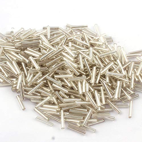 450g Stiftperlen Rocailles Perlen 6 x 2 mm Glasperlen Silber Silbereinzug Textilperlen, Mini-Perlen, 12000stk Tube Indianerperlen, Perlenhäkeln A603 von Perlin