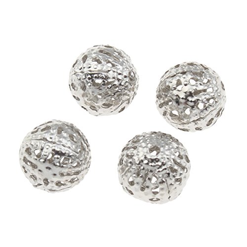 50 METALLPERLEN FILIGRAN PERLEN KUGEL 10mm SILBER SPACER METAL BEADS M92 von Perlin