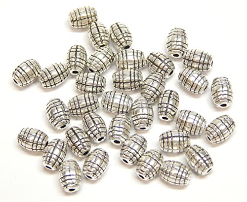 50 Stück Messing Metallperlen Oval Bienenstock Perlen Spacer Set 7mm Silber Lose Zwischenperlen Zwischenteile für Schmuckherstellung von Perlin