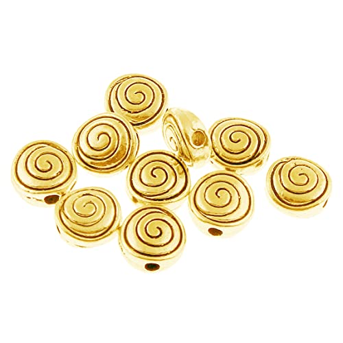 50 Stück Spirale Metall Perlen Spacer 6mm und 8mm Silber Metallperlen Schmuckteil für Schmuckherstellungs Zubehör DIY Schmuck Basteln (Gold 8mm) von Perlin