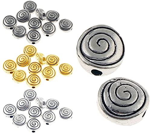 50 Stück Spirale Metall Perlen Spacer 6mm und 8mm Silber Metallperlen Schmuckteil für Schmuckherstellungs Zubehör DIY Schmuck Basteln (Silber 6mm) von Perlin