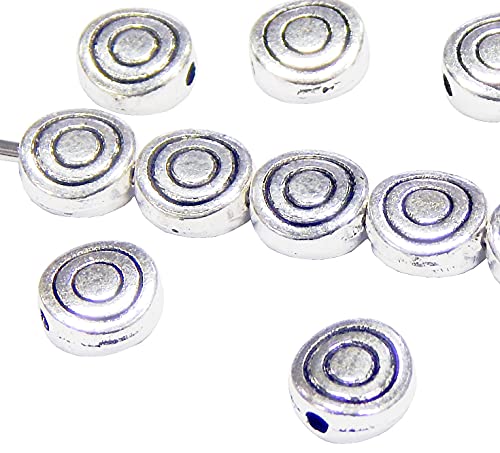 50 Stück Spirale Metall Perlen Spacer 6mm und 8mm Silber Metallperlen Schmuckteil für Schmuckherstellungs Zubehör DIY Schmuck Basteln (Silber 8mm) von Perlin