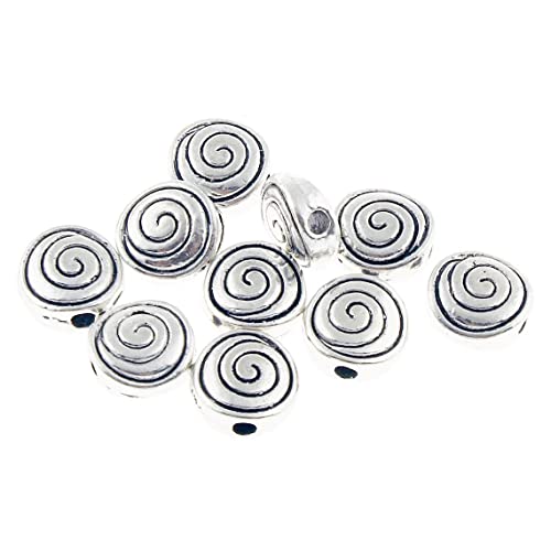 50 Stück Spirale Metall Perlen Spacer 6mm und 8mm Silber Metallperlen Schmuckteil für Schmuckherstellungs Zubehör DIY Schmuck Basteln (Silber 8mm) von Perlin