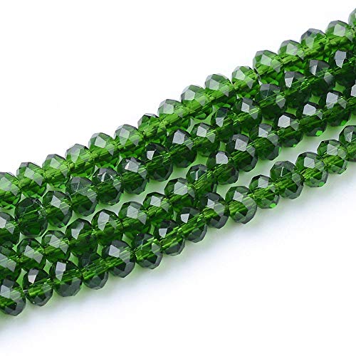 50 Stück Tschechische Kristall Glas Perlen CZ Böhmische Facettierte Rondelle Glasperlen 3x2 mm Glasschliffperlen (Grün) von Perlin