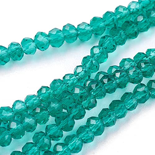 50 Stück Tschechische Kristall Glas Perlen CZ Böhmische Facettierte Rondelle Glasperlen 3x2 mm Glasschliffperlen (Smaragdgrün) von Perlin