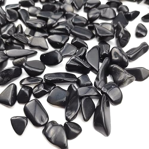 500 Stück Trommelsteine Klein Edelstein Perlen Set Heilsteine ohne loch Chips Halbedelstein Schmuckstein, Beads Gemstone (Schwarze Obsidian) von Perlin