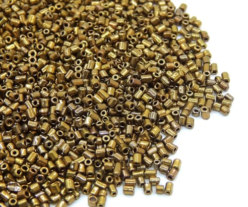 5000stk Rocailles Perlen 2mm, Glas Stiftperlen, Röhrchen, Tubes, Stäbchen perlen, Roccailles, Seed Beads (Braun Metallic) von Perlin
