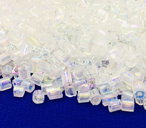 5000stk Rocailles Perlen 2mm, Glas Stiftperlen, Röhrchen, Tubes, Stäbchen perlen, Roccailles, Seed Beads (Crystal AB) von Perlin