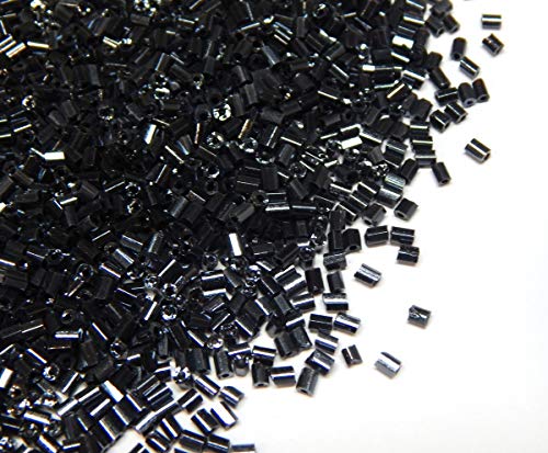 5000stk Rocailles Perlen 2mm, Glas Stiftperlen, Röhrchen, Tubes, Stäbchen perlen, Roccailles, Seed Beads (Schwarz) von Perlin