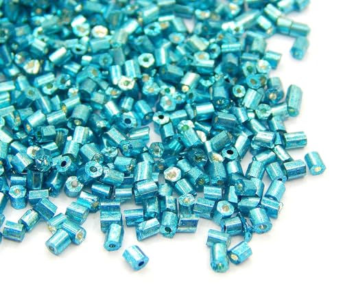 5000stk Rocailles Perlen 2mm, Glas Stiftperlen, Röhrchen, Tubes, Stäbchen perlen, Roccailles, Seed Beads (Türkis Metallic) von Perlin