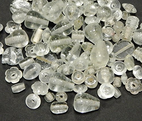 500g Glasperlen Indian Große Perlen Weiss Set Silberfolie Lampwork Fancy Dekoperlen Rund Oval Tropfen Perlenset Bastelset Für Schmuck zur Schmuckherstellung von Halsketten DIY Basteln Design (500) von Perlin