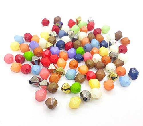 500stk Kunststoffperlen 8mm Opak Metallic Gemischte Set Spacer Bunte Doppelkegel Perlen für Bastelset Bastelzubehör Schmuckdesign von Perlin