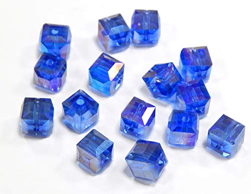 50Stk Glasperlen Glasschliffperlen 4mm Saphir Blau AB Facettiert Würfel Tschechische Kristall Perlen X217 x2 von Perlin