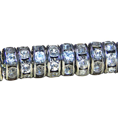 50Stk Strasssteine Glas Crystal 8mm Rondelle Perlen A Grade für Schmuckherstellung Zwischenperlen mit Strasssteinen Spacer Altsilber Messing Metall R26 von Perlin