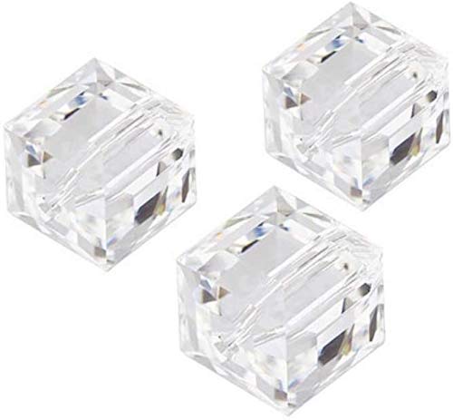 50X Glasperlen Kristall Perlen 2x2 mm Würfel Böhmisch Tschechische Glasschliffperlen Druckperlen (Klar) von Perlin