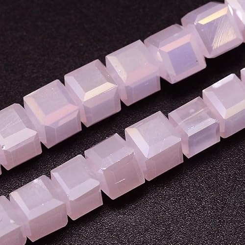 50X Glasperlen Kristall Perlen 2x2 mm Würfel Böhmisch Tschechische Glasschliffperlen Druckperlen (Rosa) von Perlin