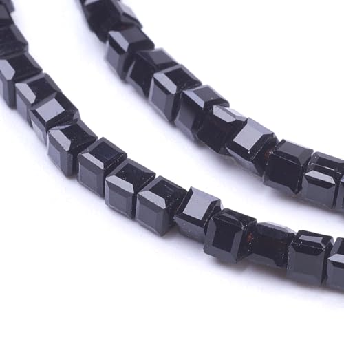 50X Glasperlen Kristall Perlen 2x2 mm Würfel Böhmisch Tschechische Glasschliffperlen Druckperlen (Schwarz) von Perlin