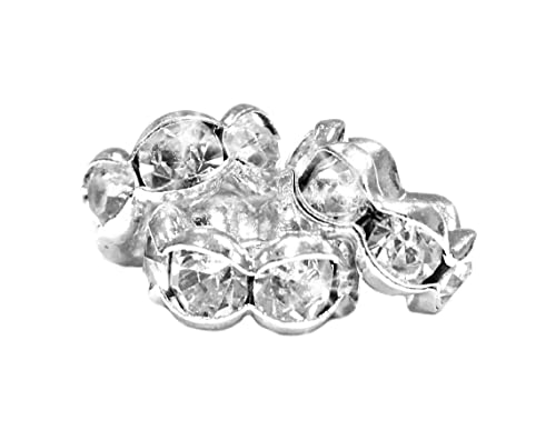 50stk Kristall Strass 6mm Rondelle Spacer Perlen Gewellt Ton Tibet Silberfarbe Messing Metallperle perlen A Qualität Strassperlen Strasssteine R32 von Perlin